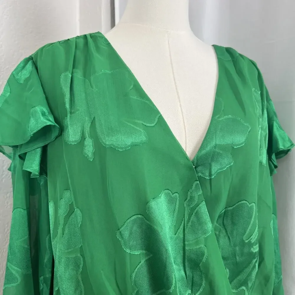 Strut Bolt Top Womens‎ Large Green Bodysuit Four Leaf Clover St Patricks Day